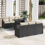 vidaXL Tuinbank Set met kussen 7 pcs Zwart Poly rattan, Tuin en Terras, Verzenden, Nieuw