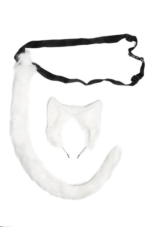Haarband Furry Oren Staart Set Wit Kat Poes Vos Diadeem Dons, Kleding | Dames, Carnavalskleding en Feestkleding, Nieuw, Ophalen of Verzenden