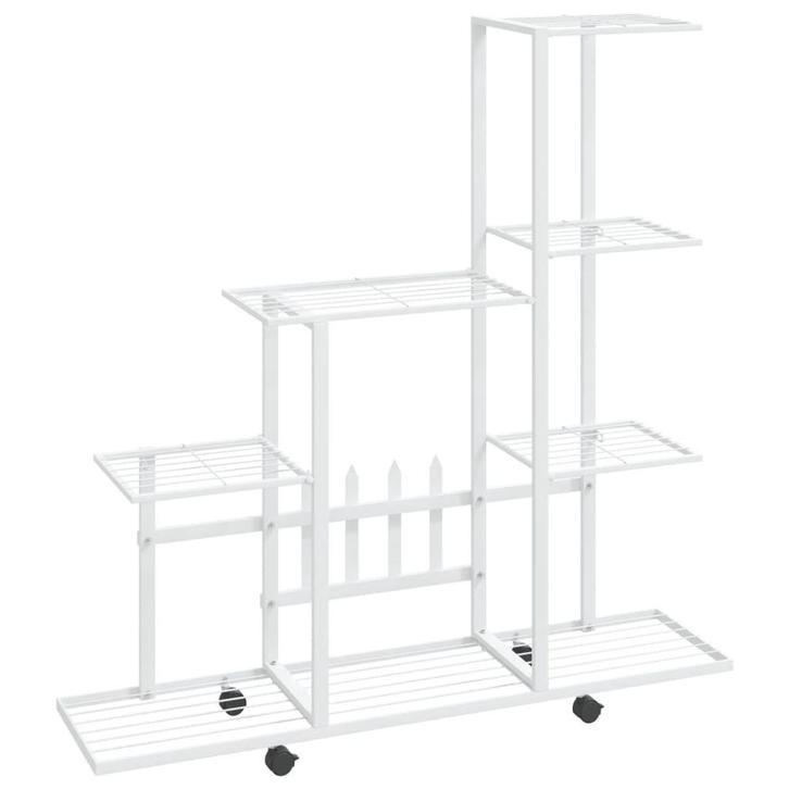 Plantenrek op wielen 94,5cm wit | OP = OP, Tuin en Terras, Bloembakken en Plantenbakken, 60 cm of meer, 60 tot 100 cm, Nieuw, Metaal