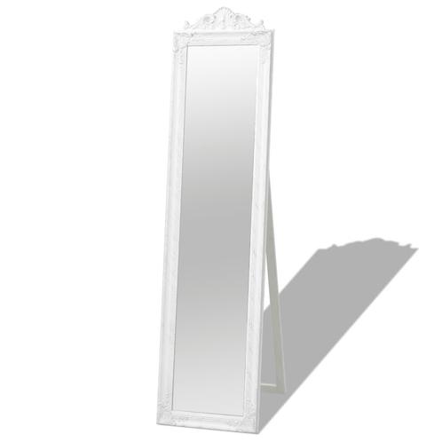 vidaXL Miroir sur pied Style baroque 160x40 cm Blanc, Huis en Inrichting, Woonaccessoires | Spiegels, Verzenden