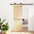 vidaXL Schuifdeur met beslag 70x210 cm massief grenenhout, Doe-het-zelf en Bouw, Deuren en Vliegenramen, Verzenden, Nieuw
