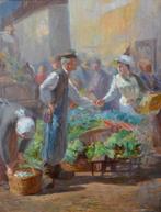 Paul Descelles (1851-1915) - Marché à Saint-Dié des Vosges, Antiek en Kunst