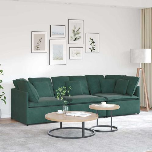 vidaXL Modulaire bank met kussens fluweel donkergroen, Huis en Inrichting, Zetels | Zetels, Nieuw, Verzenden