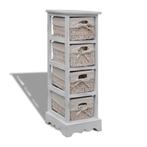 vidaXL Opbergkast met 4 weefmanden hout wit, Huis en Inrichting, Verzenden, Nieuw