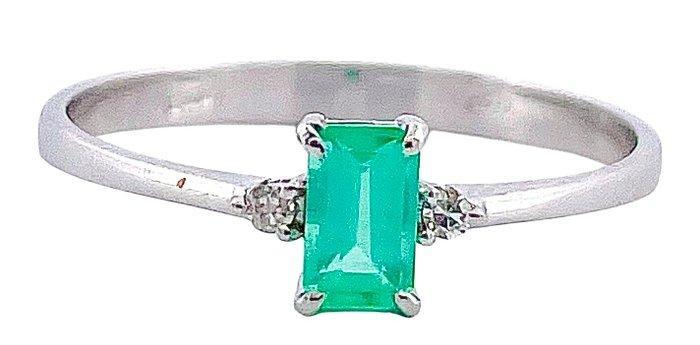 Zonder Minimumprijs - Ring - 18 karaat Witgoud Smaragd -, Handtassen en Accessoires, Ringen