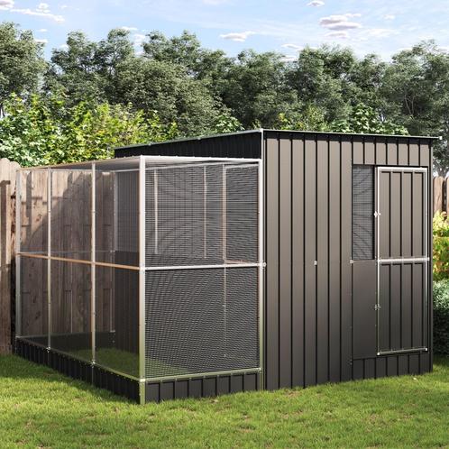 vidaXL Volière met verlengstuk 290x303x216 cm staal, Dieren en Toebehoren, Vogels | Toebehoren, Nieuw, Verzenden