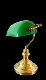 Bureaulamp - goudkleurig messing, kristal, Antiek en Kunst, Curiosa en Brocante
