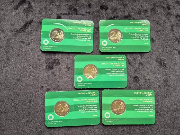 Kroatië. 2 Euro 2024 Stari Grad Varazdin (5 coincards), Postzegels en Munten, Munten | Europa | Euromunten