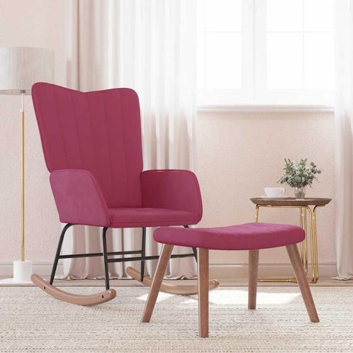vidaXL Schommelstoel met voetenbank fluweel wijnrood, Huis en Inrichting, Stoelen, Nieuw, Verzenden