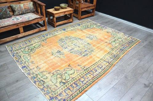 Oranje handgemaakt Turks tapijt - Vloerkleed - 251 cm - 193, Huis en Inrichting, Stoffering | Tapijten en Vloerkleden