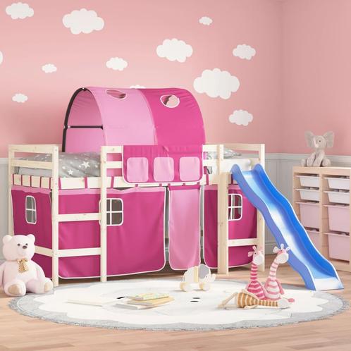 vidaXL Gordijnen voor hoogslaper met tunnel polyester roze, Huis en Inrichting, Slaapkamer | Bedden, Nieuw, Verzenden