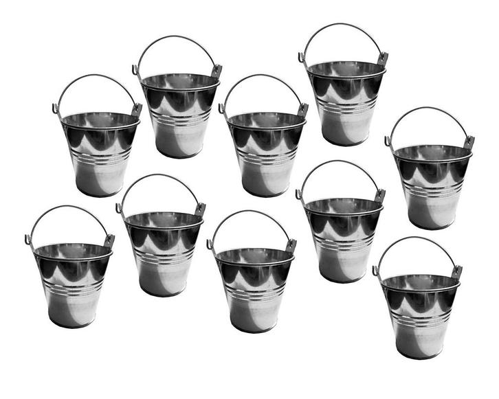 Set van 10 kleine metalen emmertjes (4.2x5.2x6 cm, zilver), Bricolage & Construction, Outillage | Autres Machines, Envoi