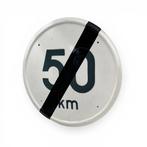 Vintage Duits verkeersbord “Einde 50 km/u” – geperst metaal