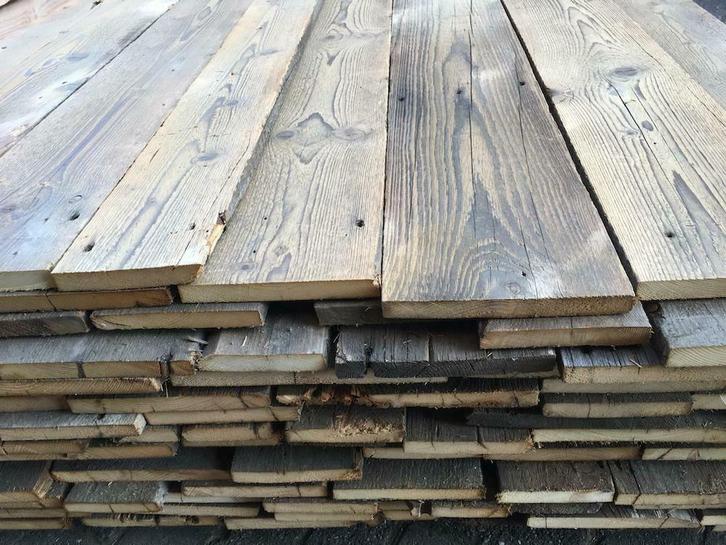 Barnwood planken en oude gebinten van oude schuur, sfeerhout, Doe-het-zelf en Bouw, Hout en Planken, Grenen, 250 tot 300 cm, Minder dan 25 mm