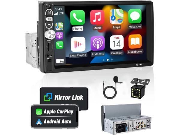 Veiling - Hikity 1Din CarPlay Autoradio Android voor auto me, Auto diversen, Autoradio's