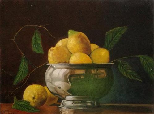 V. Fiorani (XX) - Vaso con limoni, Antiek en Kunst, Kunst | Schilderijen | Klassiek