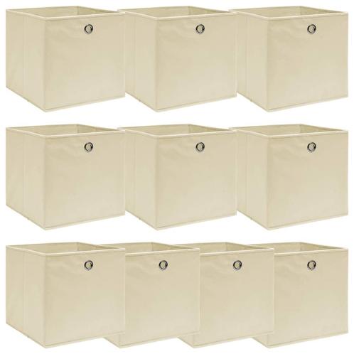 vidaXL Opbergboxen 10 st 32x32x32 cm stof crèmekleurig, Bricolage & Construction, Casiers & Boîtes, Envoi