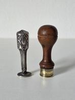 2 Lakstempels, gedetailleerd Zilver 835 en Hout - ca. 1900, Antiek en Kunst