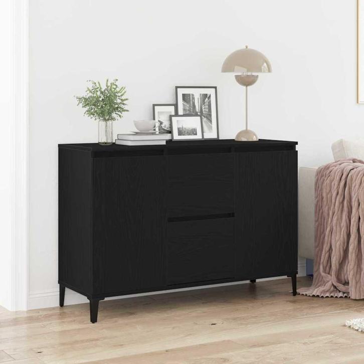 vidaXL Dressoir met lade Zwart 104 x 35 x 70 cm Bewerkt hout, Huis en Inrichting, Kasten | Dressoirs, Nieuw, Verzenden