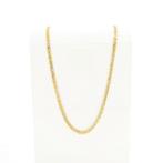 18 Krt. Bicolor gouden Figaro schakel ketting | 50 cm, Ophalen of Verzenden, Gebruikt, Overige kleuren, Goud