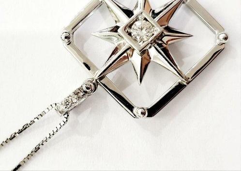 Halsketting - 18 karaat Witgoud - 0.15ct. tw. Diamant, Handtassen en Accessoires, Kettingen