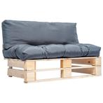 vidaXL Tuinbank pallet met grijze kussens grenenhout, Tuin en Terras, Verzenden, Nieuw