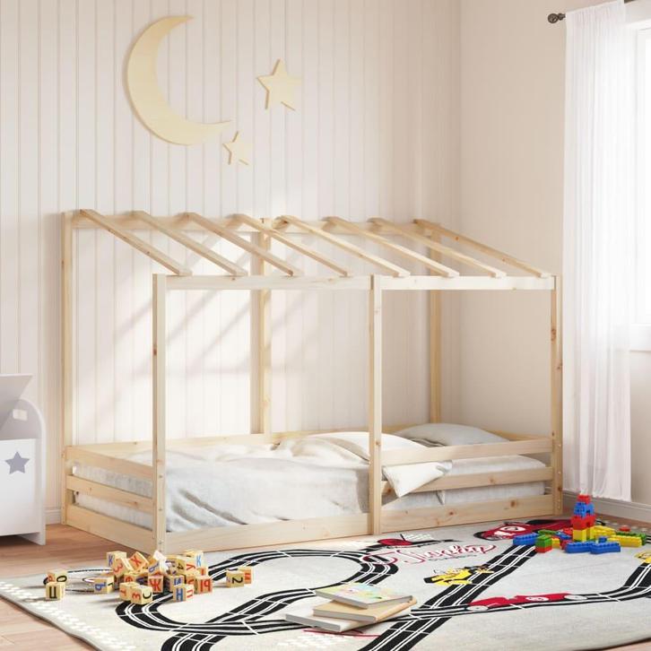 vidaXL Kinderbed met bedhuis 100x200 cm massief grenenhout, Huis en Inrichting, Slaapkamer | Bedden, Nieuw, Verzenden
