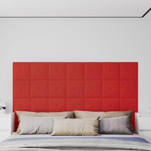vidaXL Wandpanelen 12 st 1,08 m² 30x30 cm kunstleer wijnrood, Doe-het-zelf en Bouw, Platen en Panelen, Nieuw, Verzenden