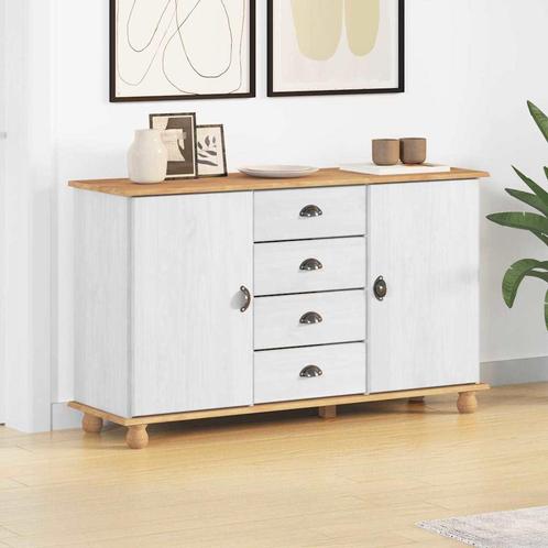 vidaXL Dressoir ASKIM Wit 133.5 x 40 x 79 cm Massief, Huis en Inrichting, Kasten | Dressoirs, Nieuw, Verzenden