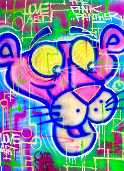 Outside313 - The Pink Panther Abstract, Antiek en Kunst, Kunst | Schilderijen | Modern