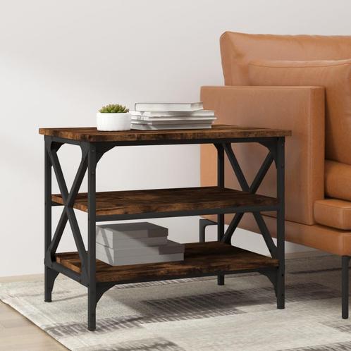 vidaXL Bijzettafel 55x38x45 cm bewerkt hout gerookt, Huis en Inrichting, Tafels | Salontafels, Nieuw, Verzenden