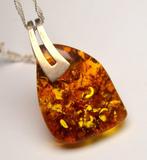 Barnsteen - 925 zilver - Halsketting - Baltische barnsteen, Verzamelen