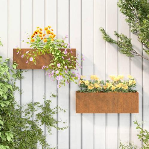 vidaXL Plantenbakken wandmontage 2 st 53x10x17 cm, Tuin en Terras, Bloempotten, Nieuw, Verzenden