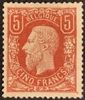 België 1869 - Leopold II 5 frank OBP 37 bruinrood - Zeer