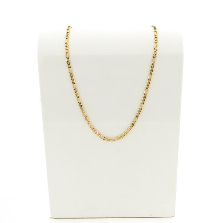 Gouden Figaro schakel ketting | 50 cm (heren ketting), Handtassen en Accessoires, Kettingen, Overige kleuren, Gebruikt, Goud, Ophalen of Verzenden
