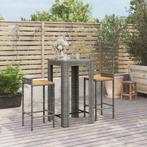 vidaXL 3-delige Tuinbarset poly rattan en massief acaciahout, Tuin en Terras, Verzenden, Nieuw