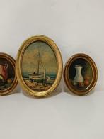 Wanddecoratie (3) - Verzameling oude ovale schilderijen., Antiek en Kunst