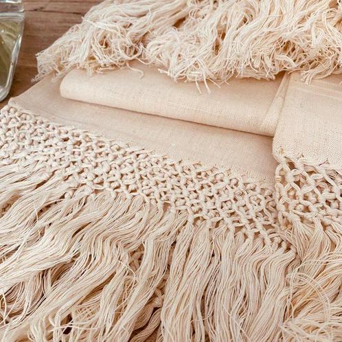 Serviettes en lin réalisées au métier à tisser ancien avec, Antiek en Kunst, Antiek | Tapijten, Tafelkleden en Textiel