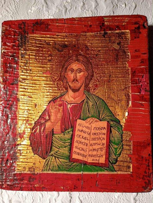 Icoon - Christus Pantokrator - Hout, Antiek en Kunst, Antiek | Boeken en Manuscripten