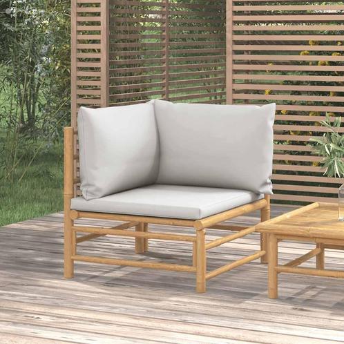 vidaXL Tuinhoekbank met lichtgrijze kussens bamboe, Tuin en Terras, Tuinsets en Loungesets, Nieuw, Verzenden