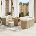 vidaXL 8-delige tuinbankset met kussens in beige poly riet, Verzenden, Nieuw