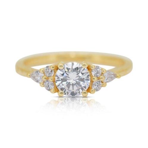 Ring - 18 karaat Geel goud -  0.87ct. tw. Diamant, Handtassen en Accessoires, Ringen