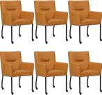 Set van 6 Lichtcognac leren moderne eetkamerstoelen - Toledo, Huis en Inrichting, Stoelen, Nieuw, Vijf, Zes of meer stoelen, Eigentijds