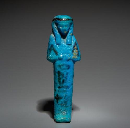 Oud-Egyptisch Faience Ushebti. Derde Tussenperiode, 1069 -, Collections, Minéraux & Fossiles