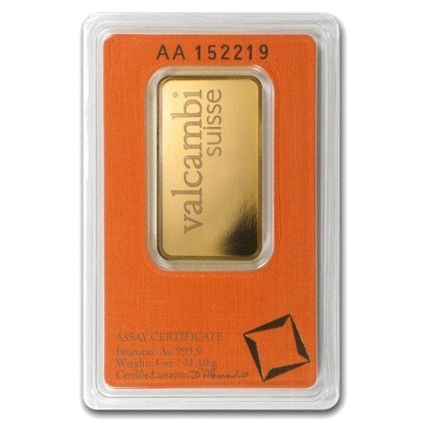 1 Troy Ounce - Goud - 9999 Gold Bar Valcambi Suisse (In, Postzegels en Munten, Edelmetalen en Baren