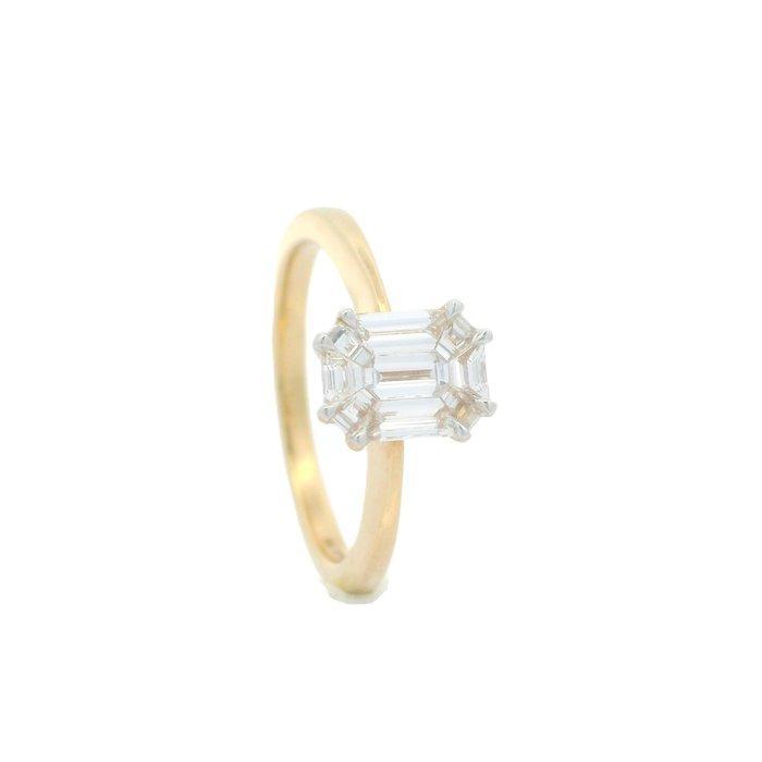 Ring - 18 karaat Geel goud - 0.42ct. tw. Diamant, Handtassen en Accessoires, Ringen
