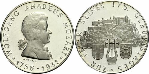 Österreich zilver Medaille 1931 Hartig Wolfgang Amadeus M.., Postzegels en Munten, Penningen en Medailles, Verzenden