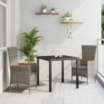 vidaXL Tuin Eettafel Set met kussen 3 pcs Grijs Poly rattan, Verzenden, Nieuw
