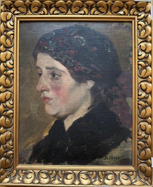 Kornelius Meyer (XIX–XX) - Ritratto di giovane donna - NO, Antiek en Kunst, Kunst | Schilderijen | Klassiek