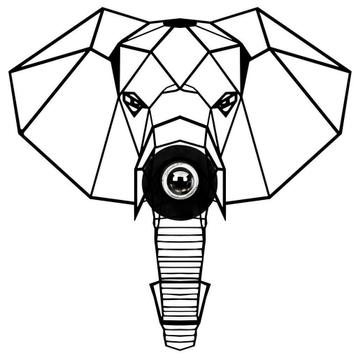 Industriële wanddecoratie dieren lamp E27 fitting Olifant, Verzenden